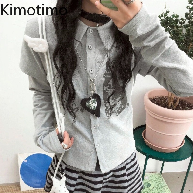 Women'S Fashion Tops - Kimotimo Y2k Vintage Rabbit Print Long