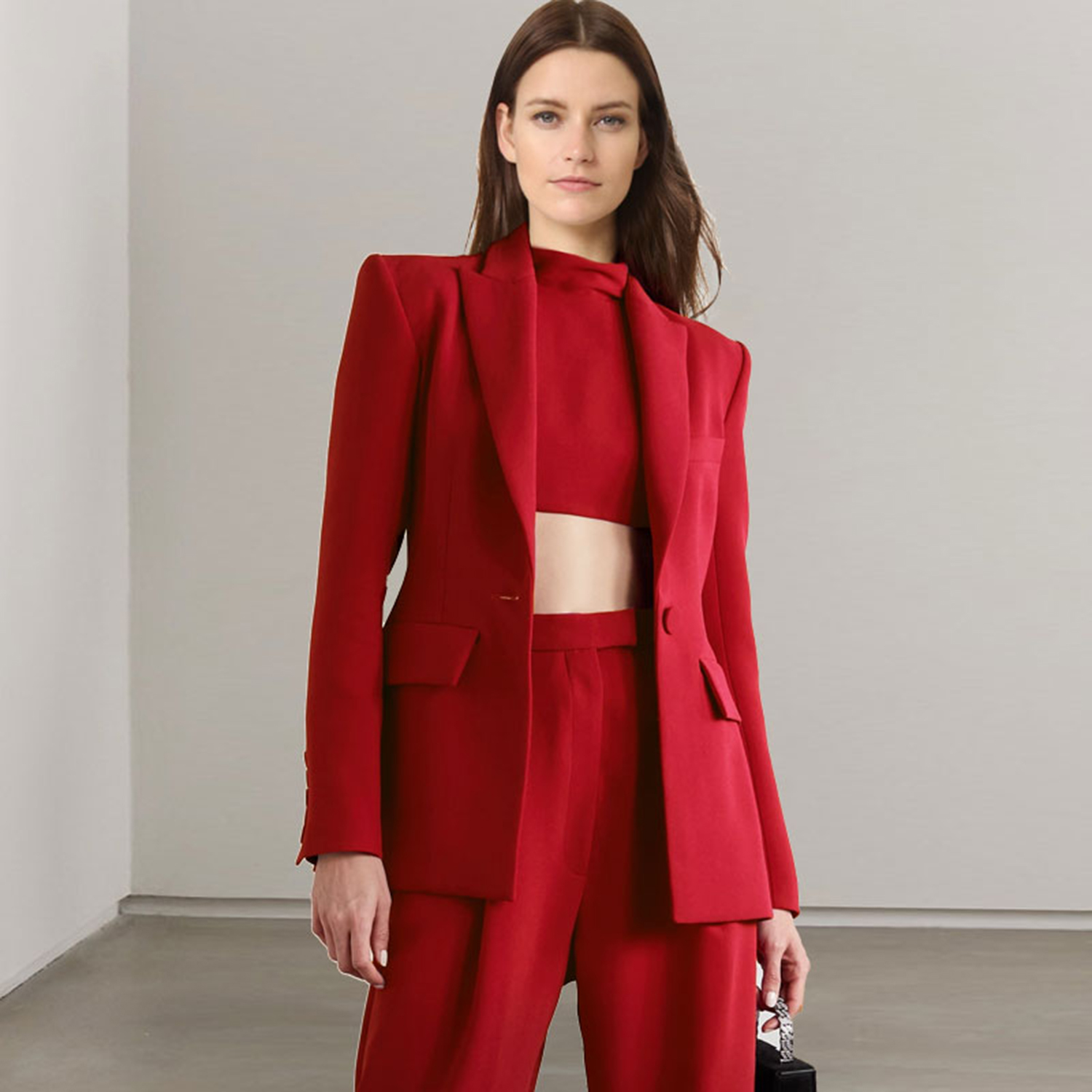 Women Fashion Jackets - Allingentle Red Lapel Women's 2 Piece