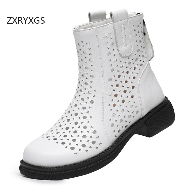 Women Fashion Youtube - ZXRYXGS Top Layer Cowhide in-tube Hollow