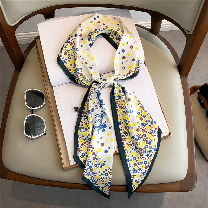 Women Fashion Necktie - Fashion Print Long Silk Scarf For