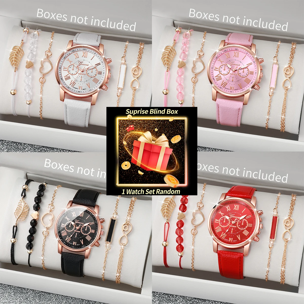 Women'S Fashion Quartz Watch - Surprise Blind Box Women Watch Set