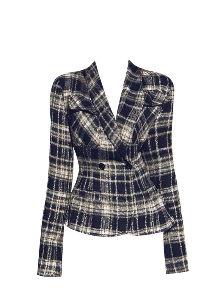 Women Plaid Blazer Y2k 2000s V - Blazer Women Oversized ulasan dan harga