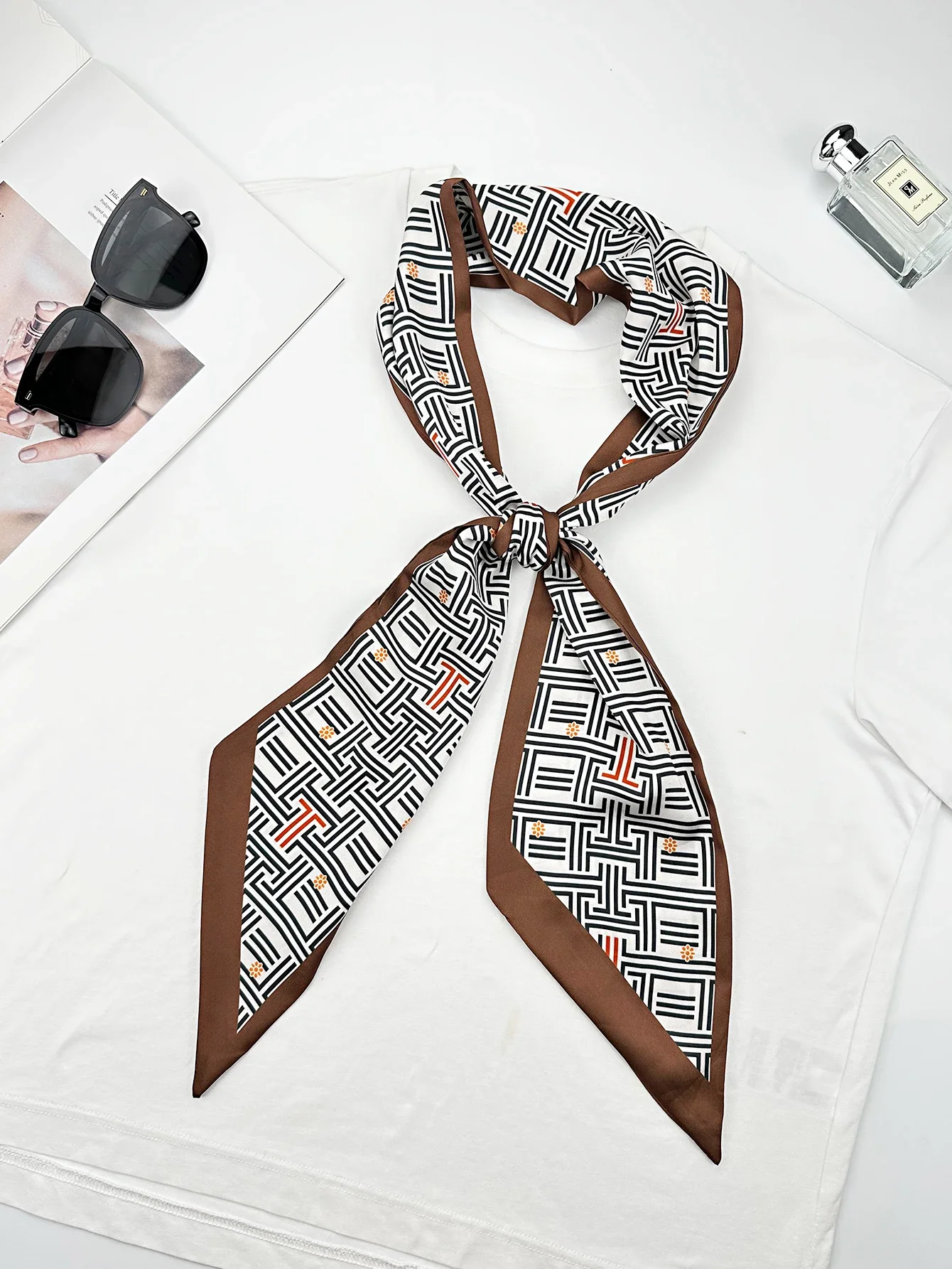 Luxury Geometry Skinny Silk Sc - Women Fashion Necktie ulasan dan harga