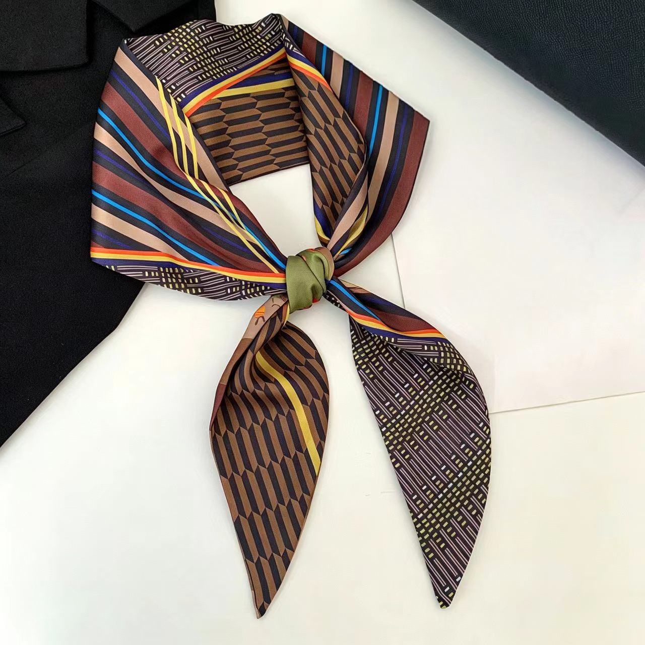 Luxury Print Long Hair Ribbon  - Women Fashion Necktie ulasan dan harga