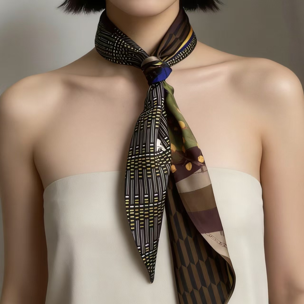Luxury Print Long Hair Ribbon  - Women Fashion Necktie ulasan dan harga