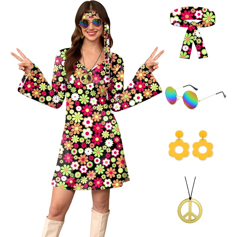 Women's 5 Pcs Halloween 70s Hi - Women'S Fashion From The 70S ulasan dan harga