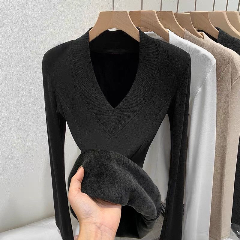 Plus Size Women V Neck Fleece  - Women'S Fashion Tops ulasan dan harga