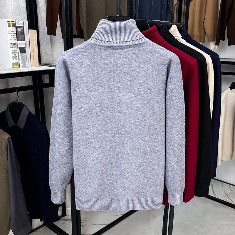 Men Turtleneck Knit Sweater Lo - Ribbed Knit Sweater ulasan dan harga