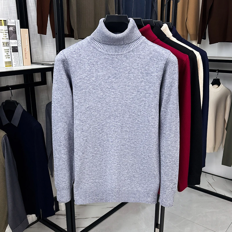 Men Turtleneck Knit Sweater Lo - Ribbed Knit Sweater ulasan dan harga