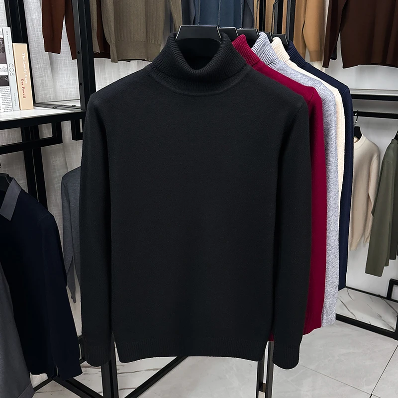 Men Turtleneck Knit Sweater Lo - Ribbed Knit Sweater ulasan dan harga