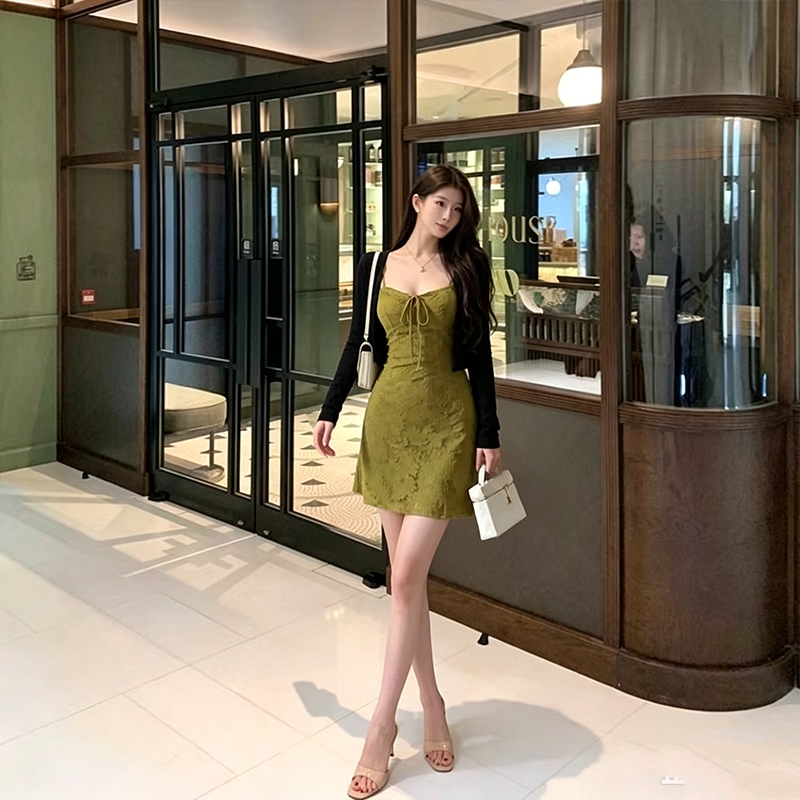 2026 Spring 2PCS Sexy Spaghett - Longline Cardigan Knit ulasan dan harga