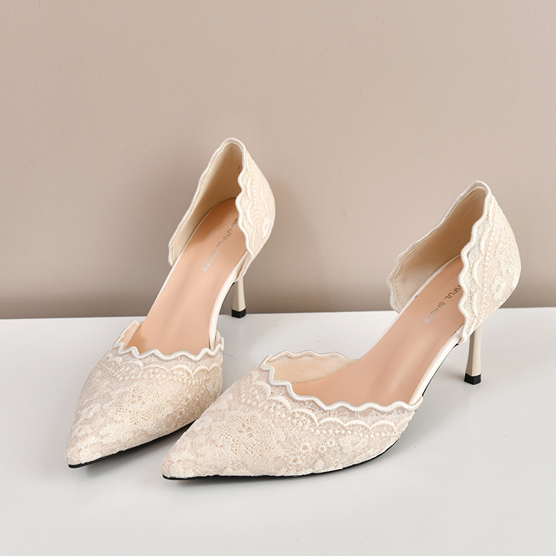 Lace Pointed Toe High Heels Wo - Women Fashion Heels ulasan dan harga