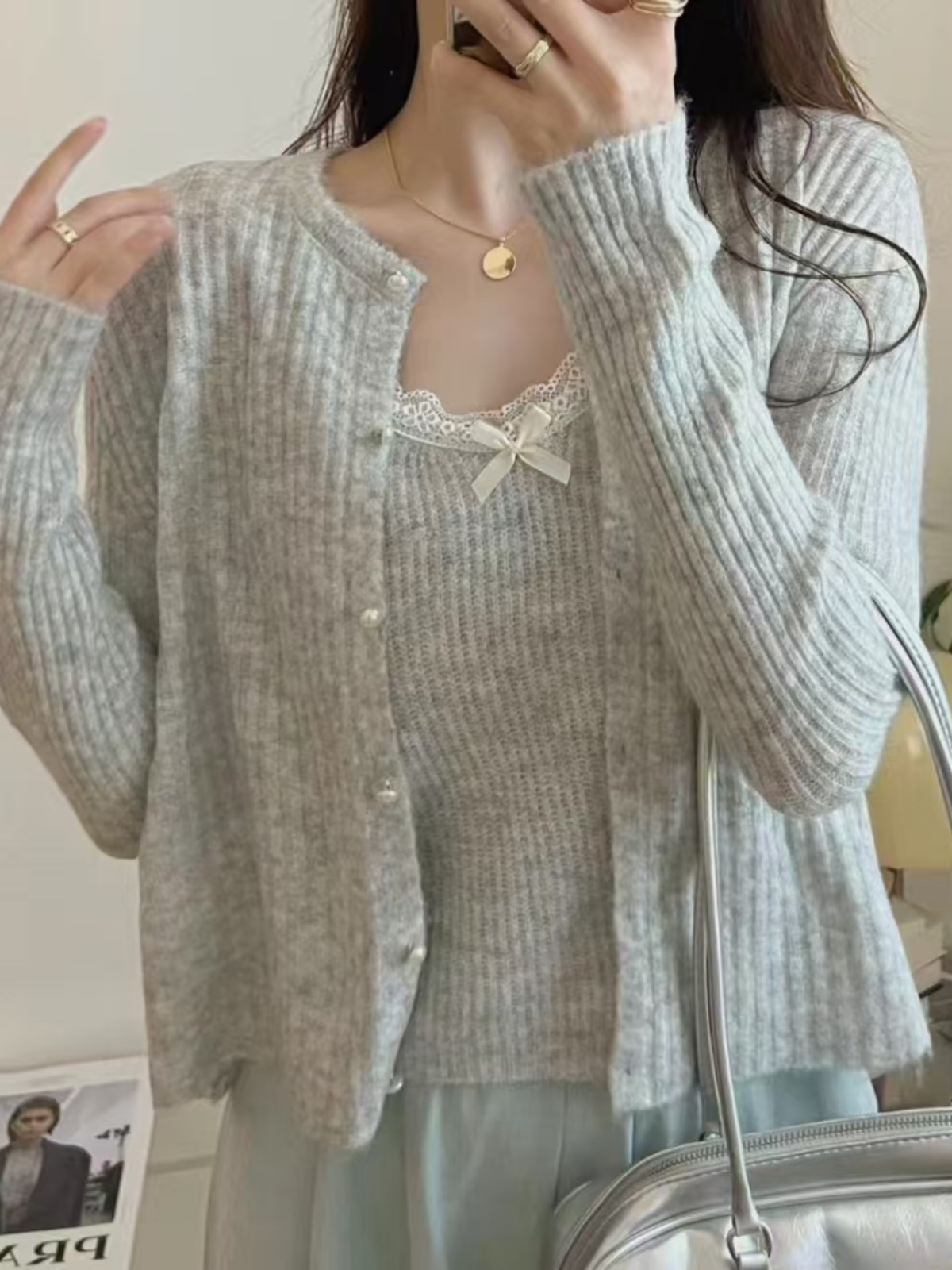 Sweet  Knot Knitted Cardigan W - Longline Cardigan Knit ulasan dan harga