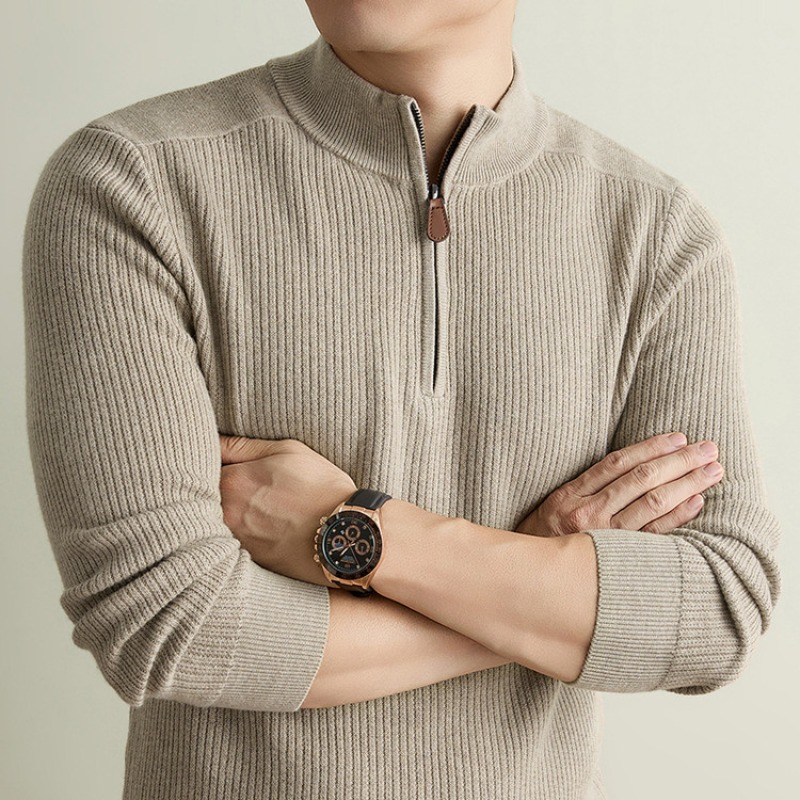 Men's Old Money Style Wool Ble - Ribbed Knit Sweater ulasan dan harga