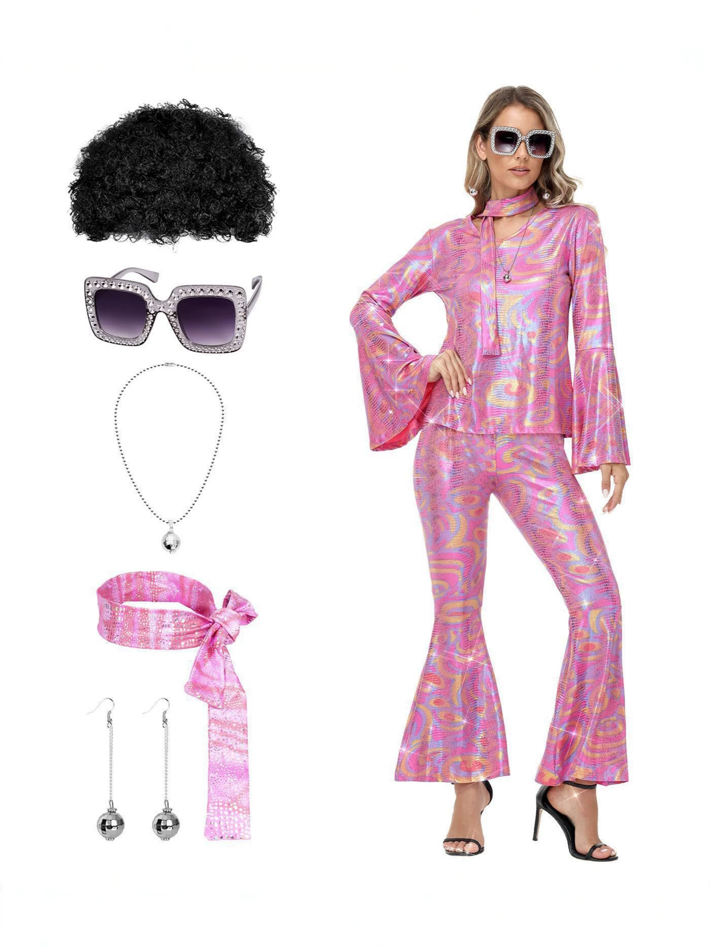 Disco 70s Retro Cosplay Costum - Women'S Fashion From The 70S ulasan dan harga