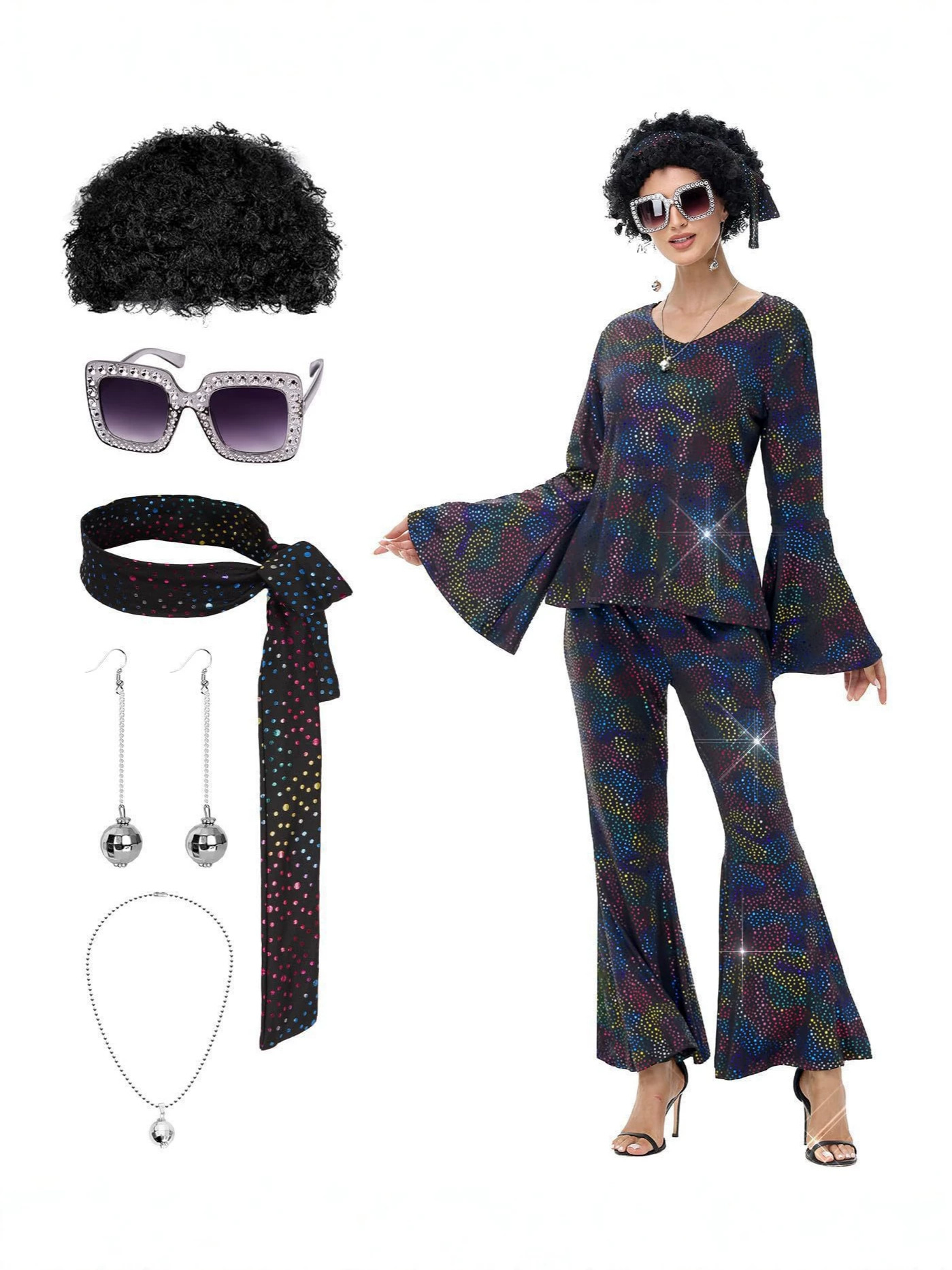 Disco 70s Retro Cosplay Costum - Women'S Fashion From The 70S ulasan dan harga