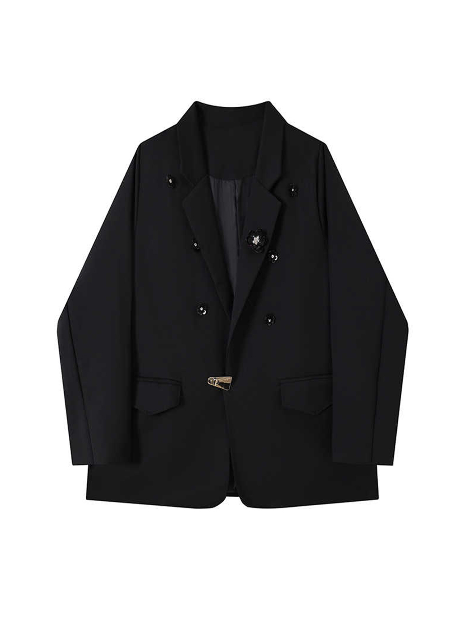 Women Black Gothic 3D Floral B - Blazer Women Oversized ulasan dan harga