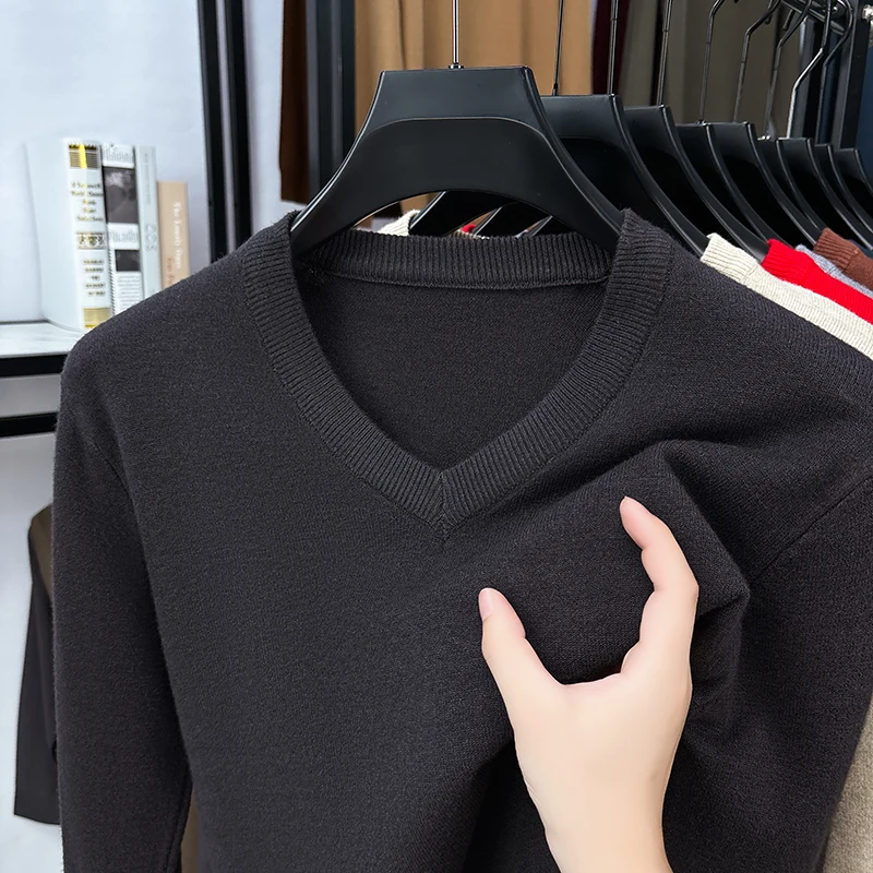 Men V Neck Fine Knit Sweater L - Ribbed Knit Sweater ulasan dan harga