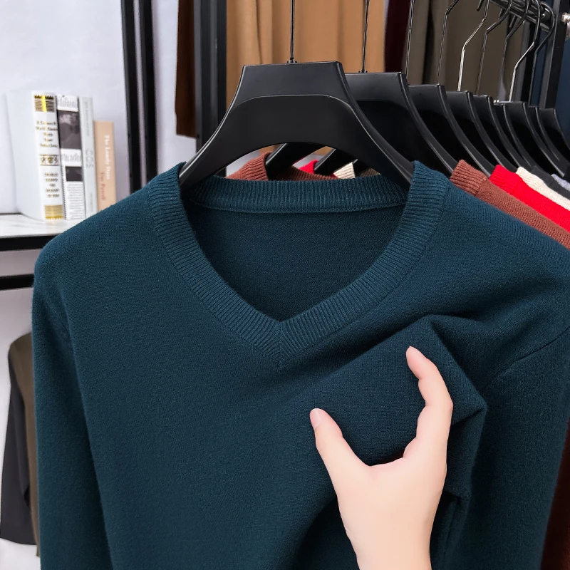 Men V Neck Fine Knit Sweater L - Ribbed Knit Sweater ulasan dan harga