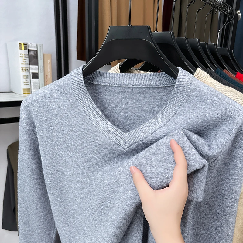 Men V Neck Fine Knit Sweater L - Ribbed Knit Sweater ulasan dan harga