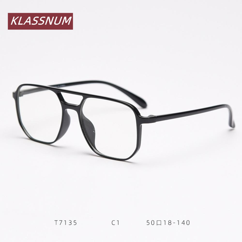 KLASSNUM Double Bridge Square  - Women'S Fashion Glasses Non Prescription ulasan dan harga