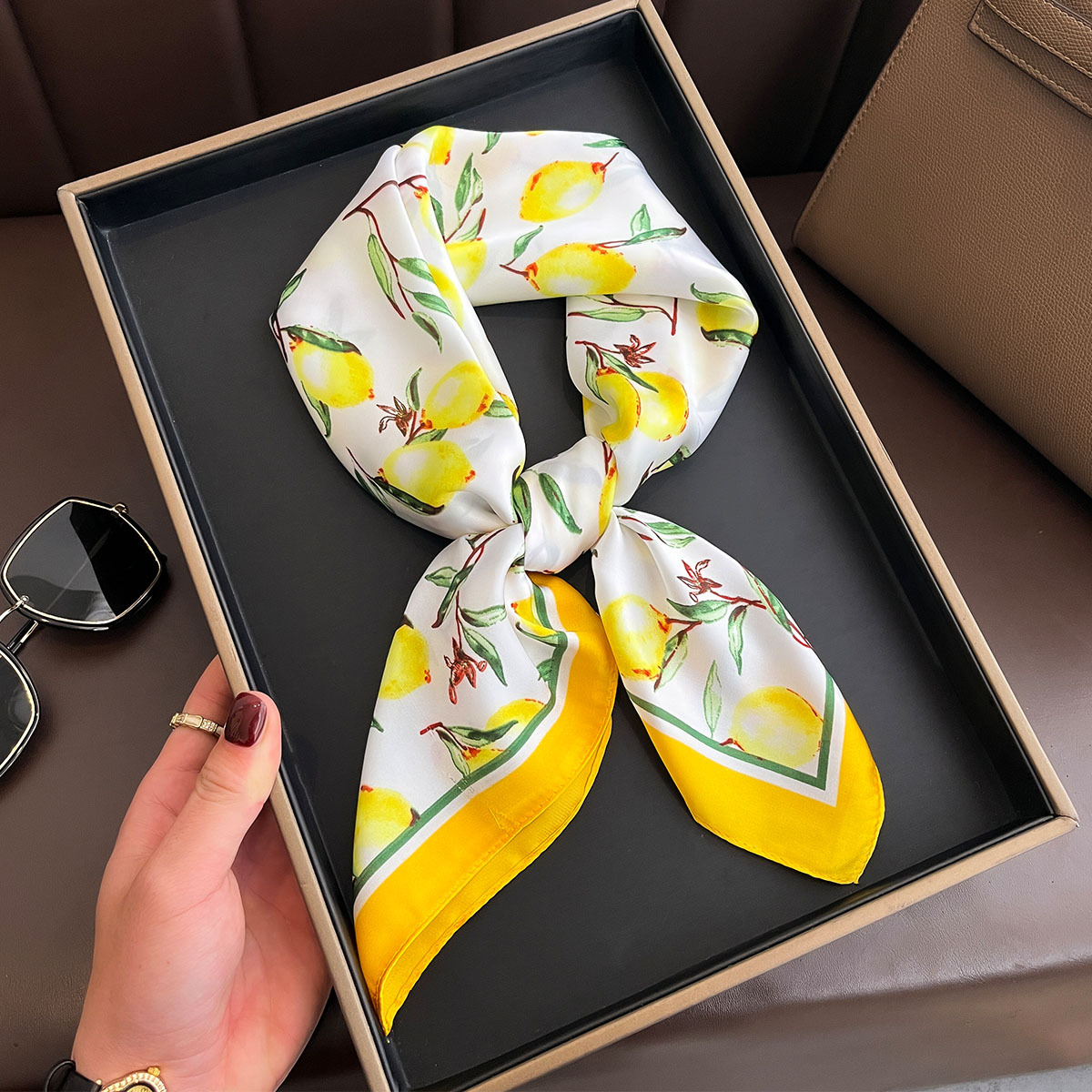 2025 New Yellow Lemon Print Sq - Women Fashion Necktie ulasan dan harga