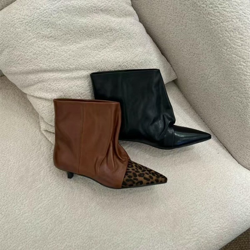Pointed-toe Leopard Print Patc - Women Fashion Youtube ulasan dan harga