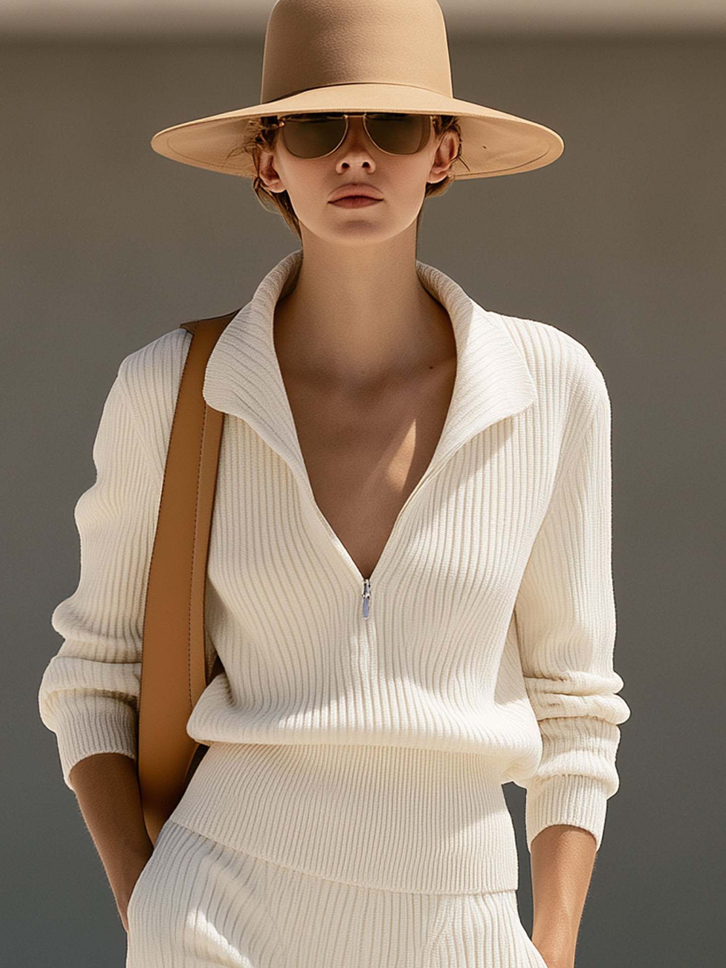 Autumn Women Knitted Suits Hal - Ribbed Knit Sweater ulasan dan harga