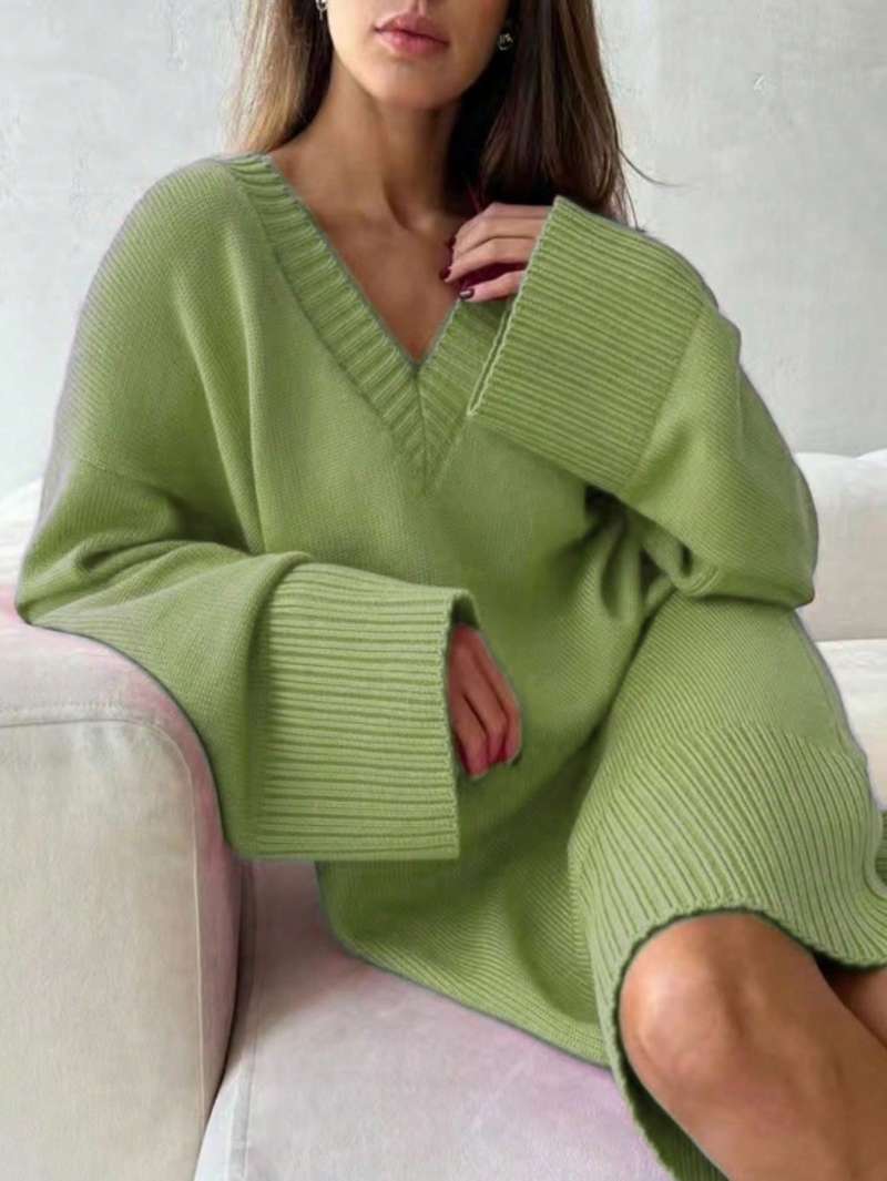 Plus Size Women Solid Color Sw - Ribbed Knit Sweater ulasan dan harga